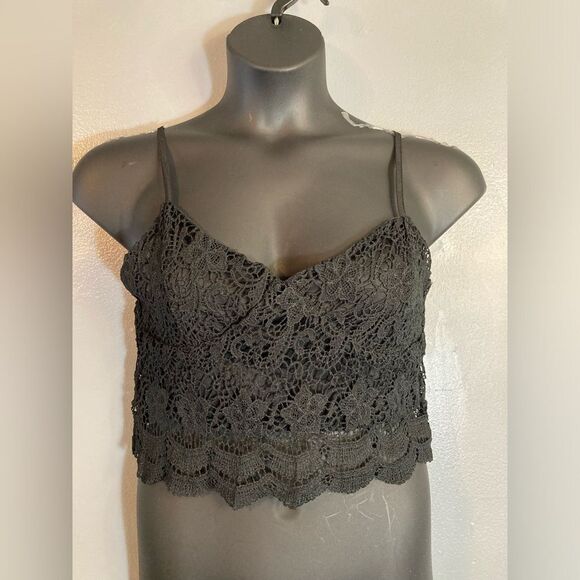 Shein black lace zip back crop top - Picture 1 of 6
